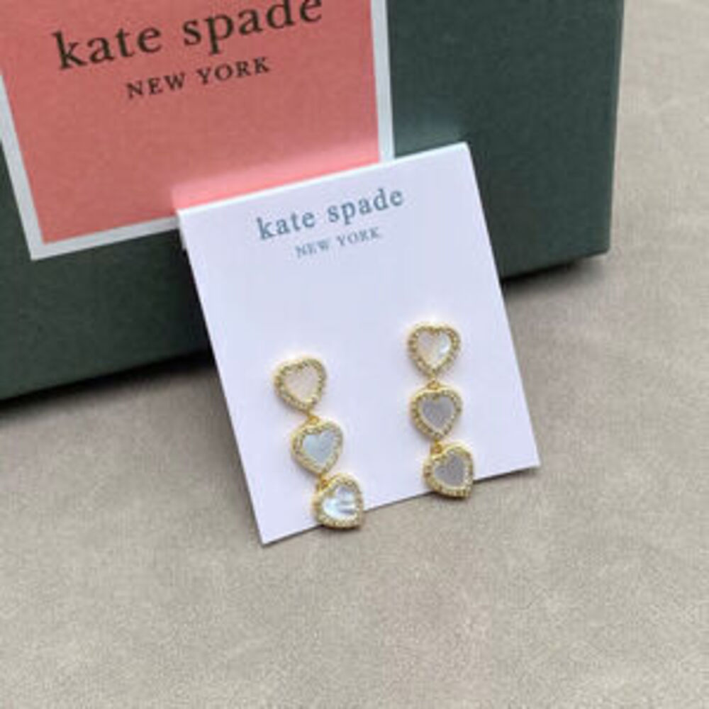 kate spade Silver Chunky Three Hearts Shell Stud Earrings